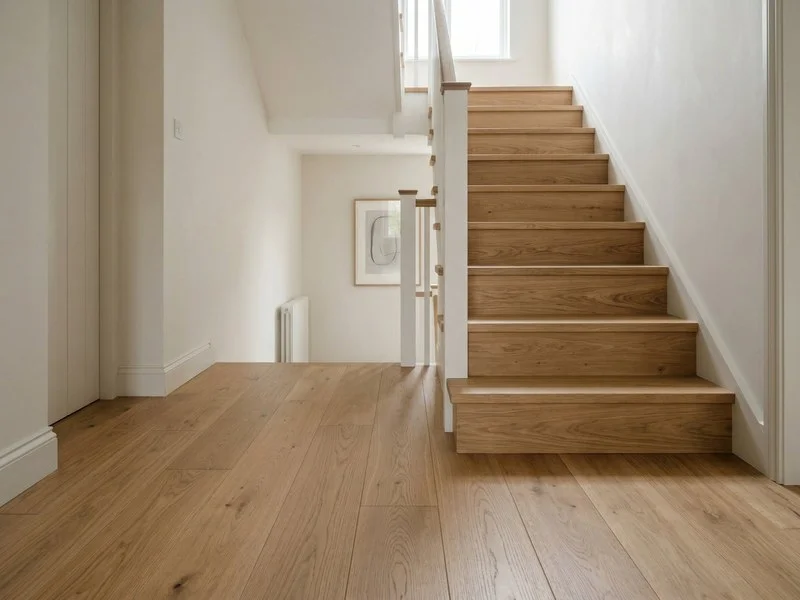 Oak staircase with matching floor