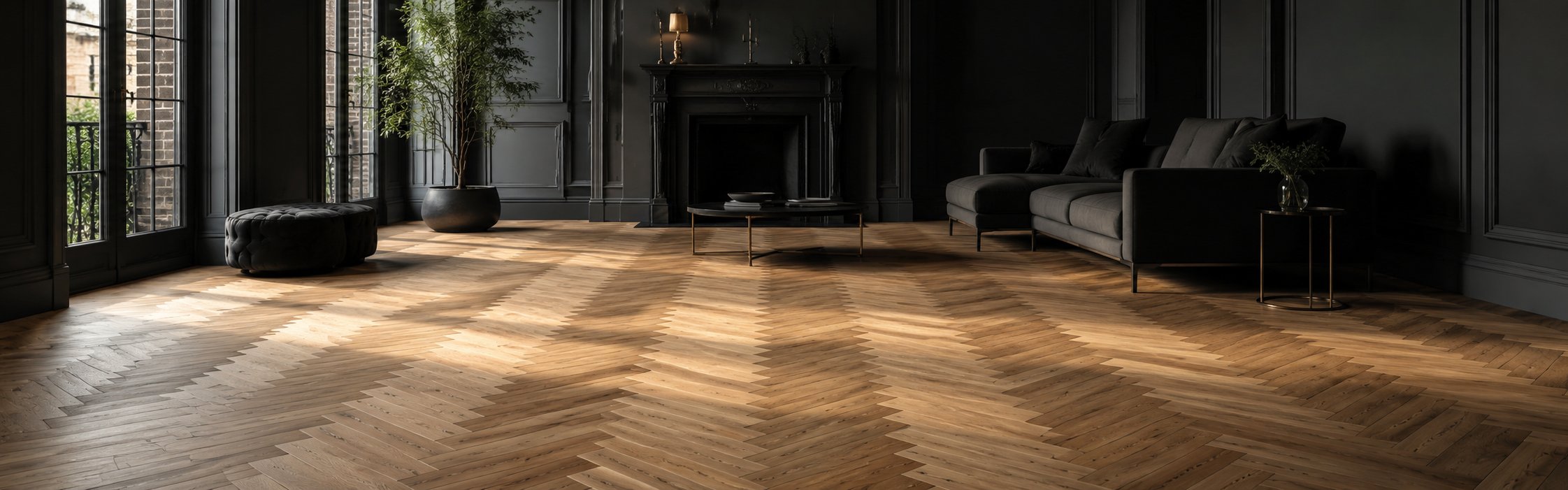 Luxury engineered oak herringbone flooring by LIGNORA London