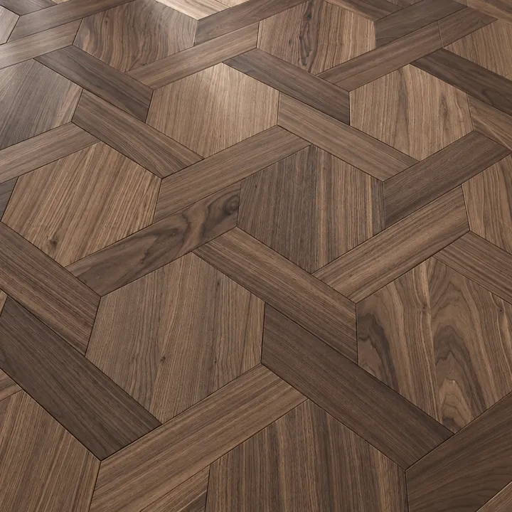 DC12 Pavilion Walnut geometric parquet flooring