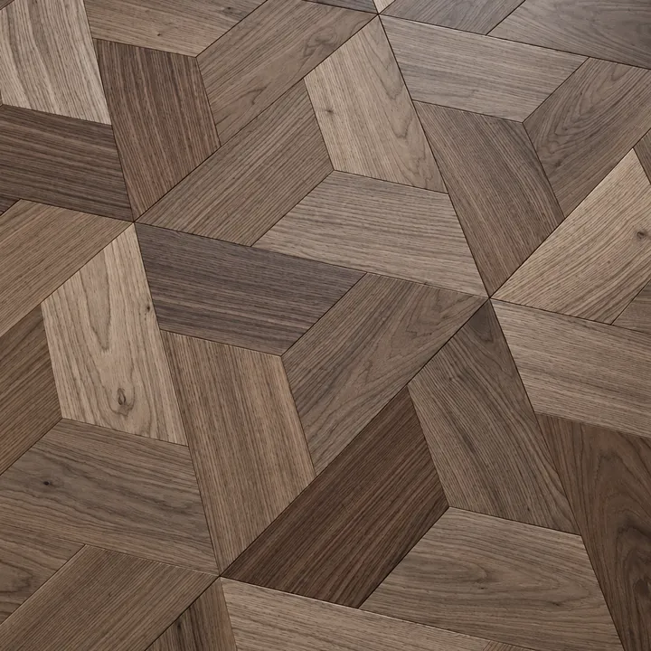 DC08 Prism Walnut geometric parquet flooring