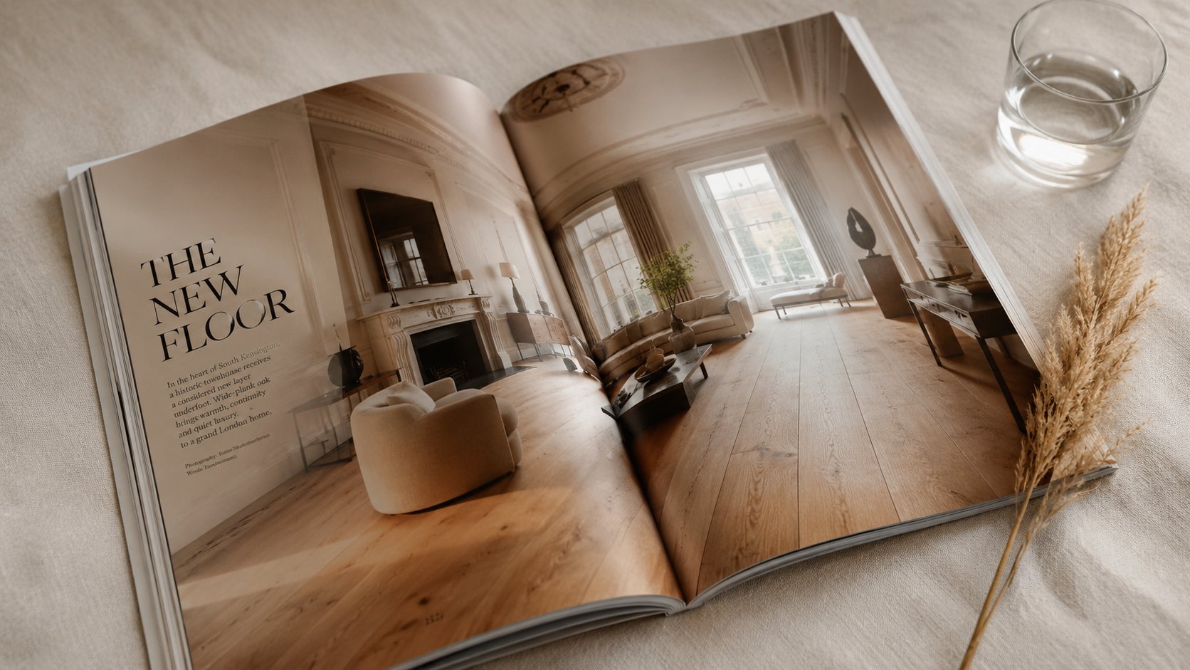 LIGNORA luxury engineered oak flooring as seen in architectural digest editorial spread