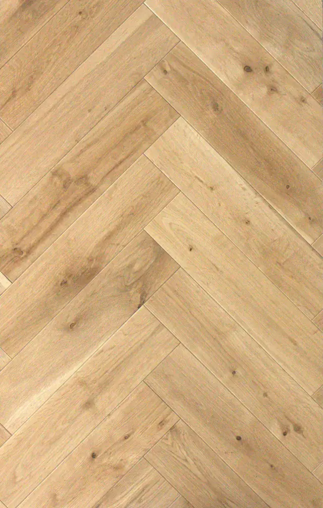 Biscuit Oak engineered oak herringbone flooring, brushed and UV oiled finish, LIGNORA LN400