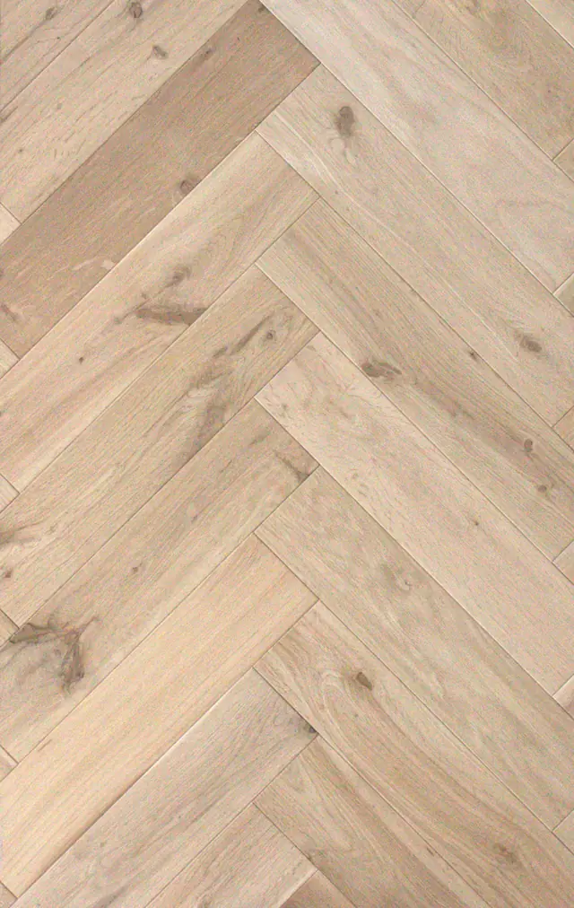 Frost Oak engineered oak herringbone flooring, invisible UV oiled finish, LIGNORA LN403