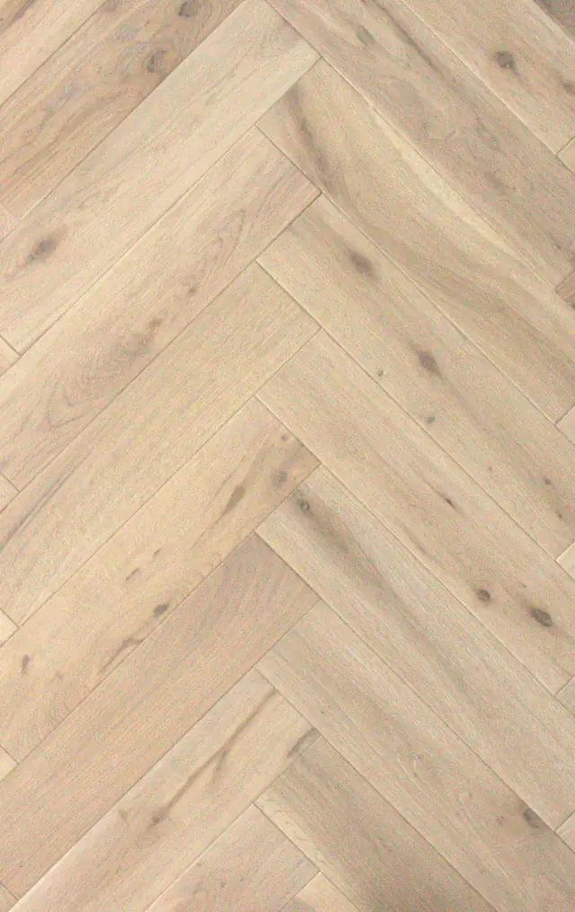 Ochre Oak engineered oak herringbone flooring, light smoked, brushed and wax oiled finish, LIGNORA LN411
