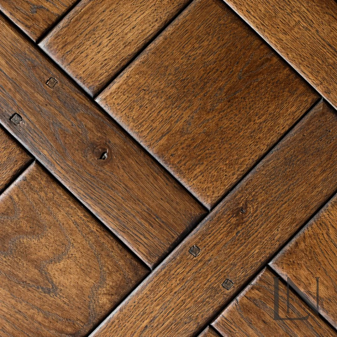 LNR190 Basket Weave — Warm Golden reclaimed oak flooring