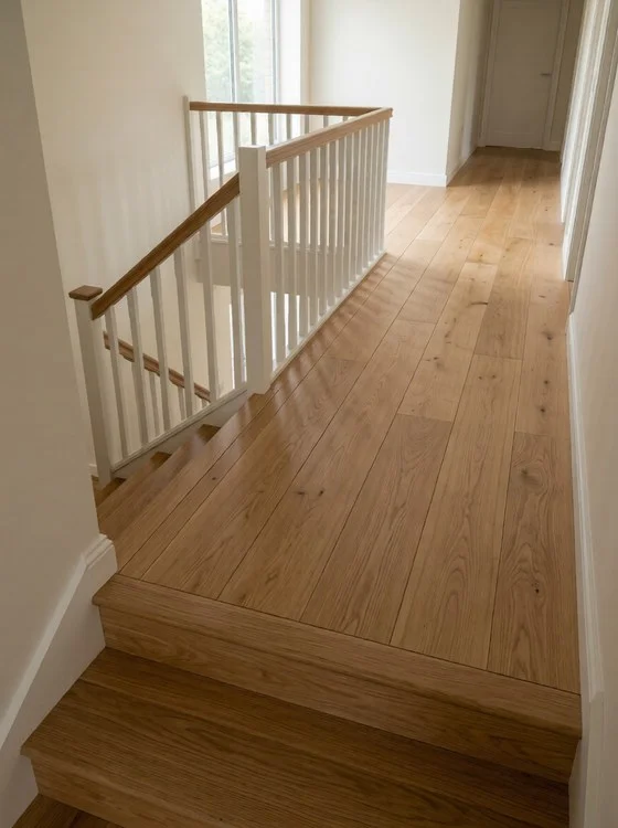 Oak landing floor