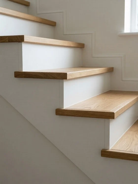 Staircase risers — painted and timber