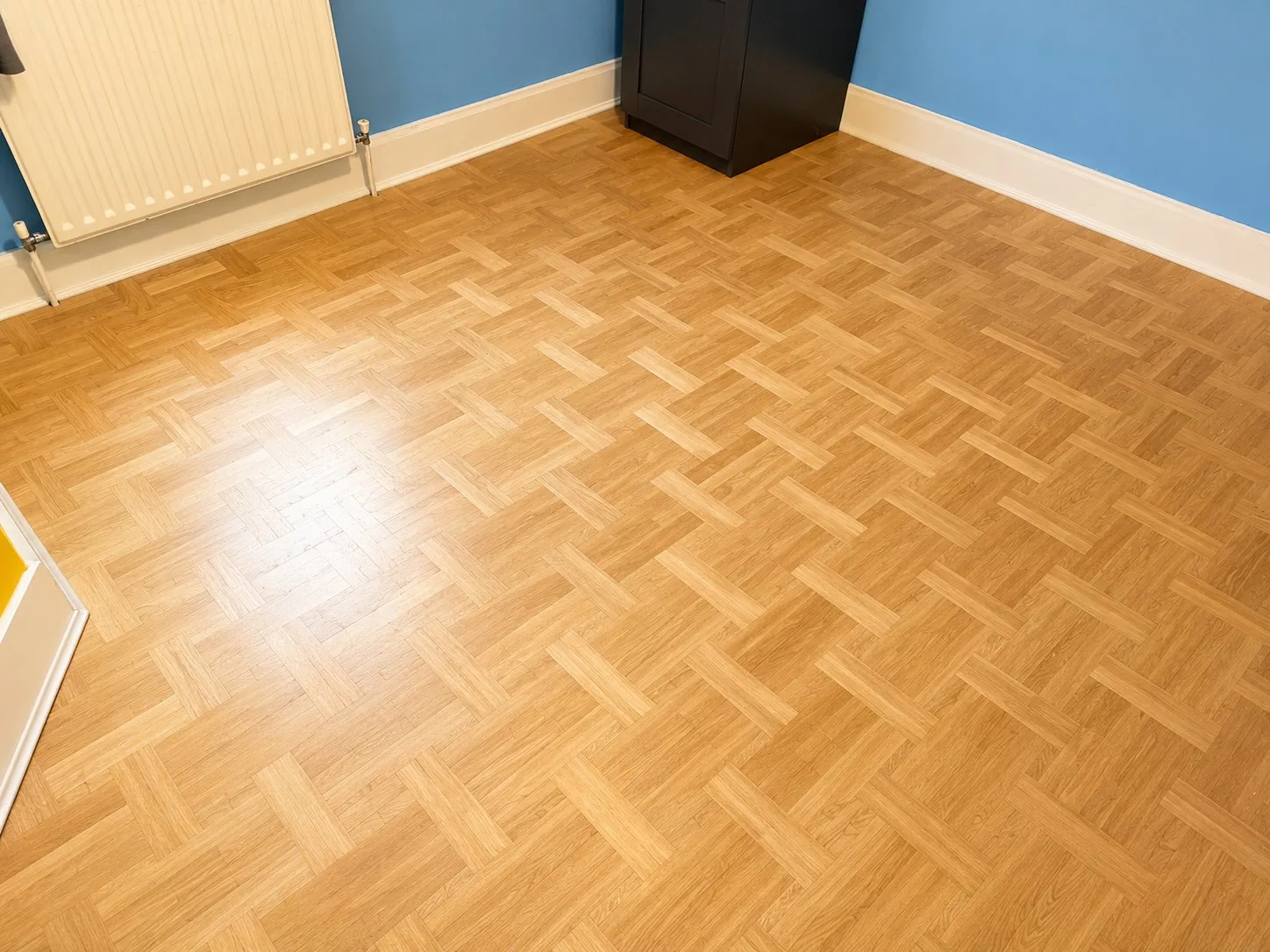 Basket weave oak parquet flooring, Ealing