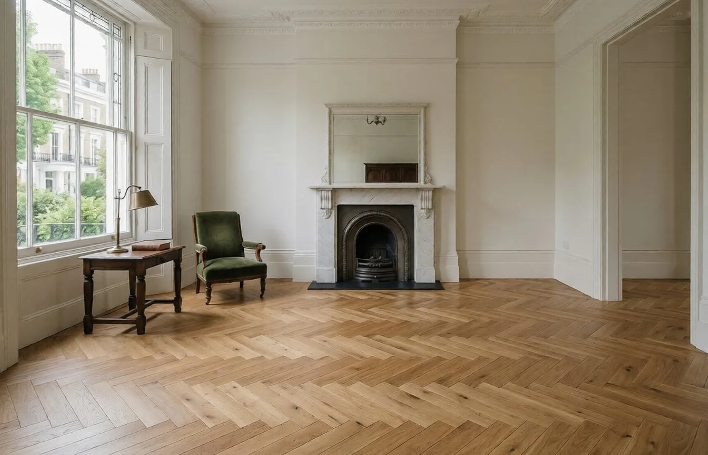 Victorian herringbone oak floor, Chelsea