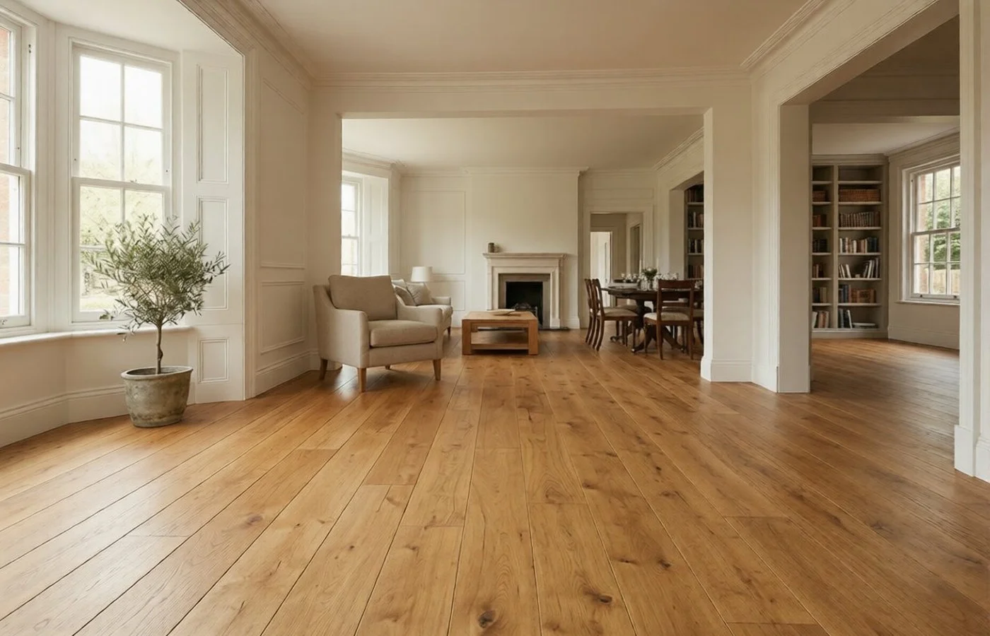 Wide plank oak flooring, Richmond