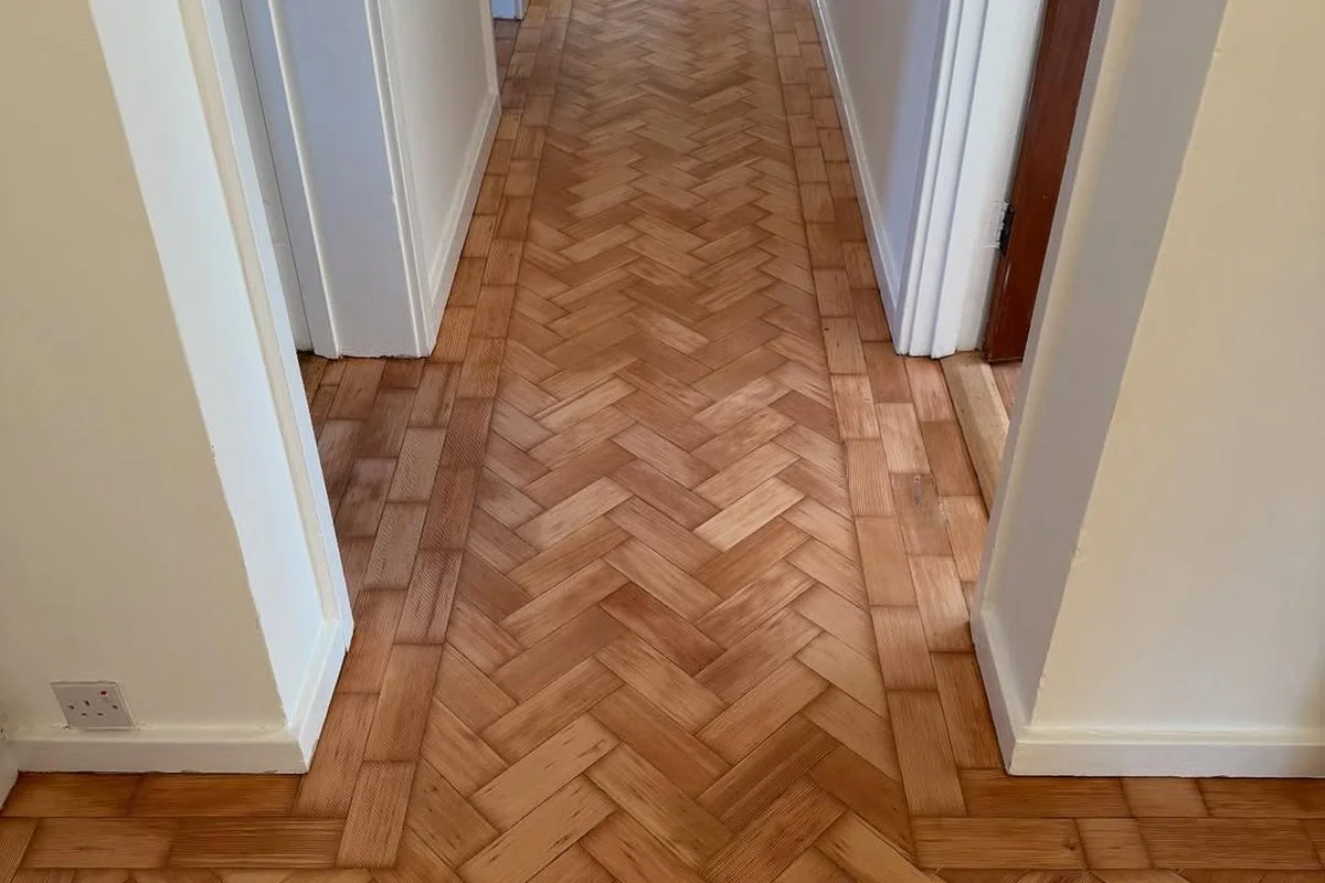 Parquet after restoration — refinished and relaid